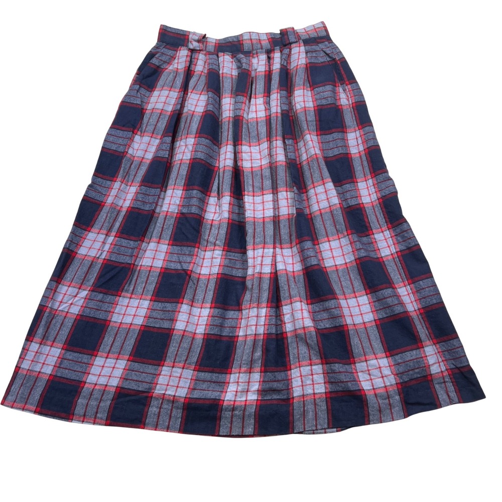 Manor House Plaid Skirt VTG 16 Fits Modern 8 Tartan Plaid Pleated Pockets USA